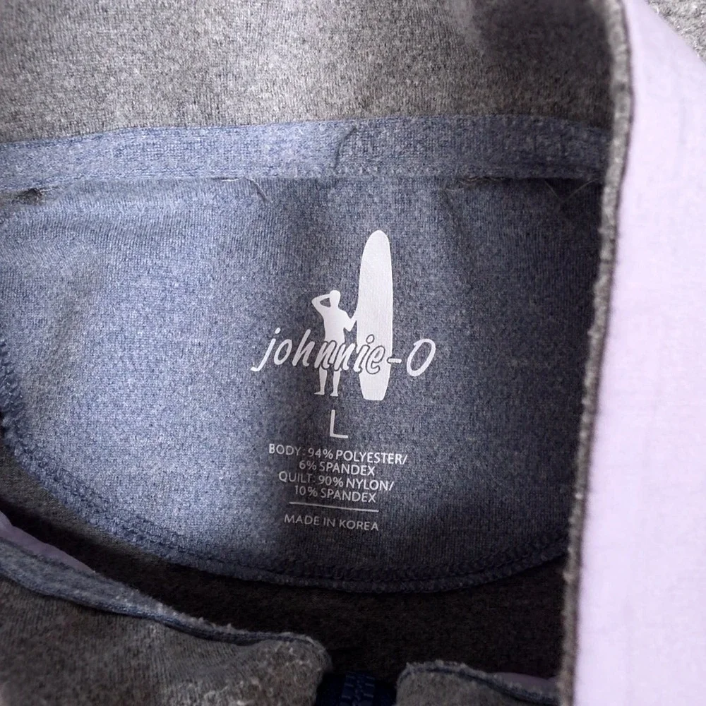 Johnnie O Leon Mixed Media 1/4 Zip Pullover Mens Large Gray Golf